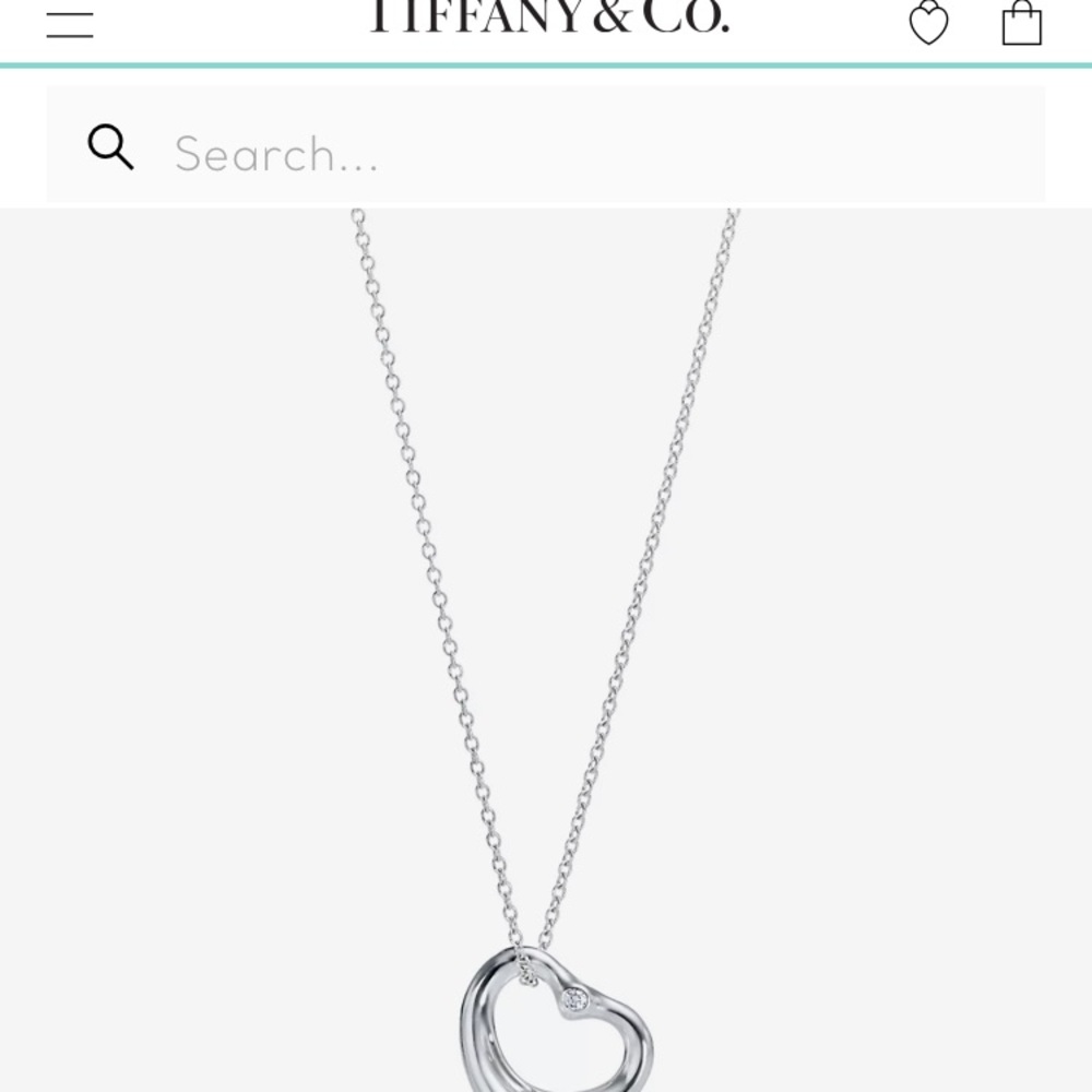 SOLD: Tiffany & Co Elsa Peretti Open Heart Diamond Necklace - Picture 2 of 11